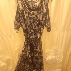 Elegant Navy and White Flower Dress